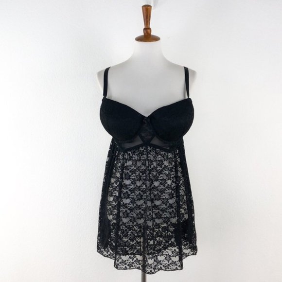 Secret Treasures Other - Secret Treasures Black Lace Teddy / Chemise 2X/2XG